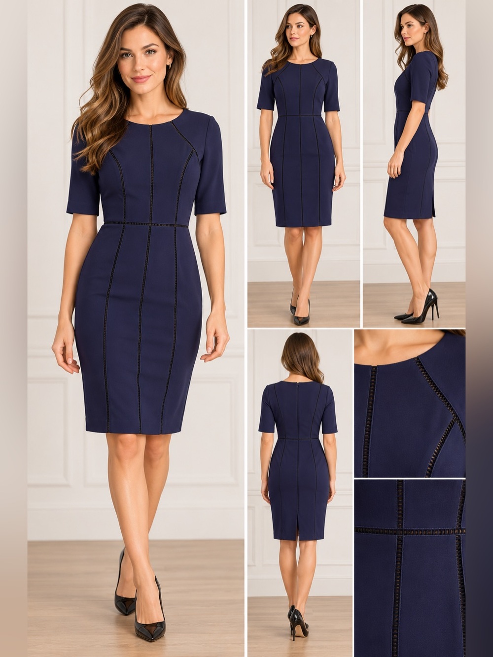 Maggy London Navy Blue Sheath Dress Size 2